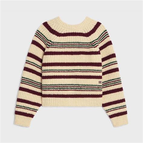 celine sweater stripes|CREW NECK SWEATER IN STRIPED RIBBED WOOL .